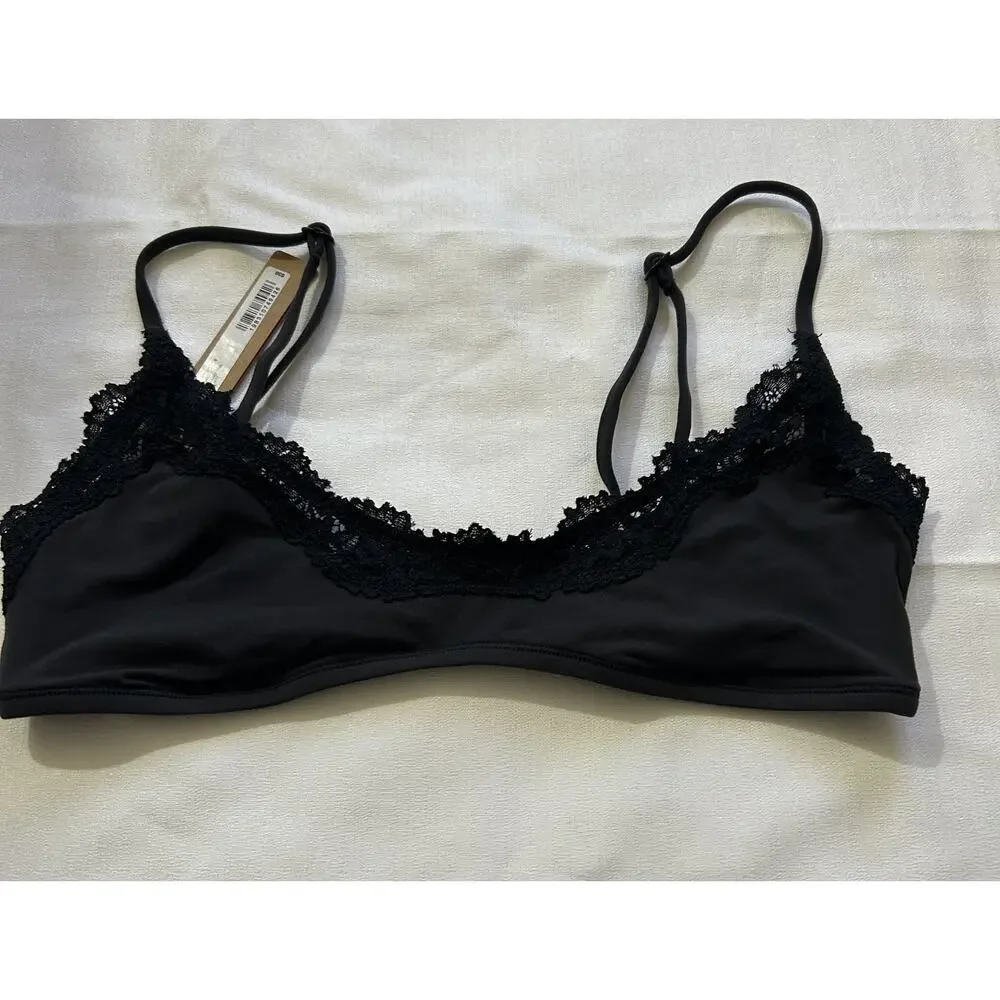 Skims Fits Everybody Lace Scoop Bralette Size Small Onyx - Picture 1 of 6